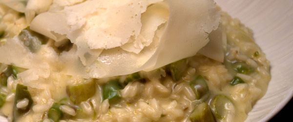 Risotto agli asparagi,  Salva Cremasco D.O.P. e raspadüra lodigiana