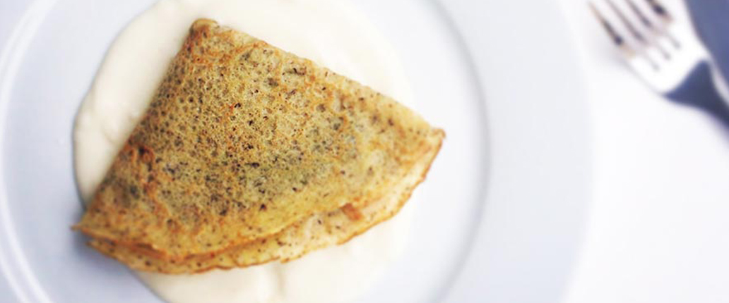 Crepes al grano saraceno ripiene di porri e spinaci con besciamella al Provolone Valpadana D.O.P.