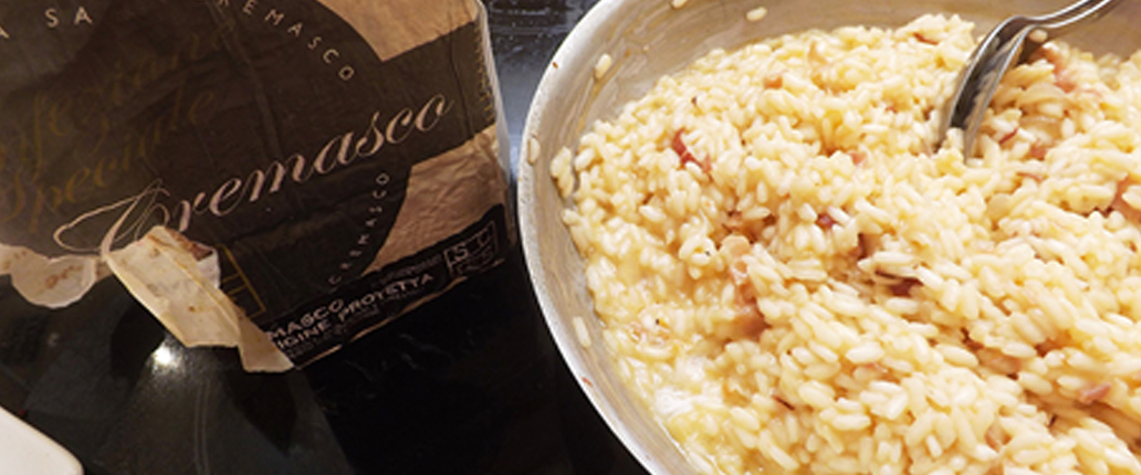 Risotto alla birra, speck e Salva Cremasco D.O.P.