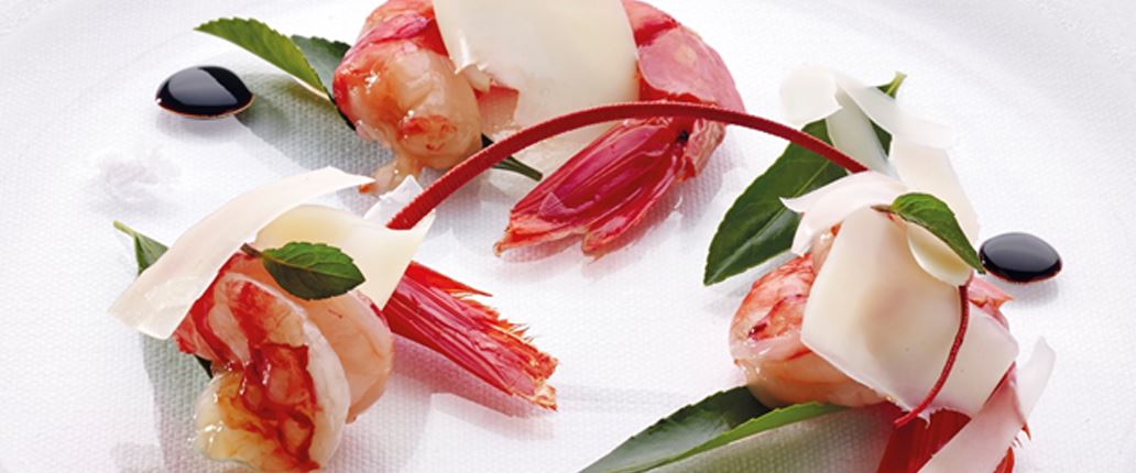 Red prawns and Piave Mezzano cheese